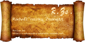Radvánszky Zsanett névjegykártya
