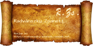Radvánszky Zsanett névjegykártya